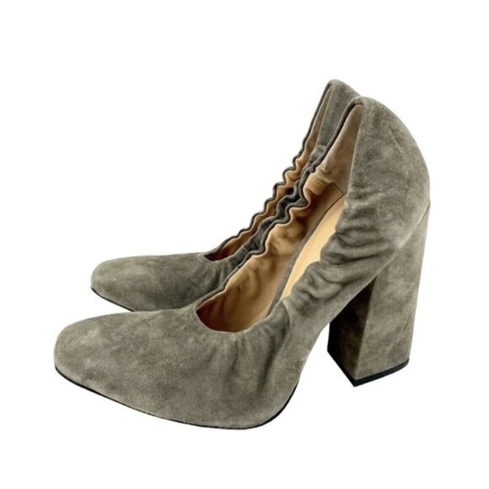 Halston Heritage Natalie Pumps Suede Leather Block Heel Pumps SZ 7 New $328